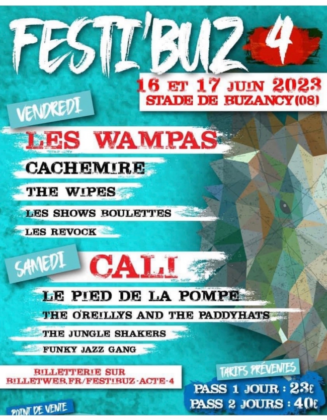 Buzancy : quatrième édition du Festi’Buz les 16 et 17 juin avec Cali et les Wampas 