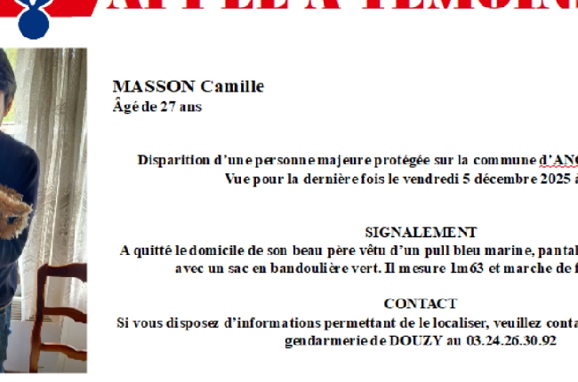 Camille Masson, disparu depuis le 5 décembre dernier, retrouvé sain et sauf